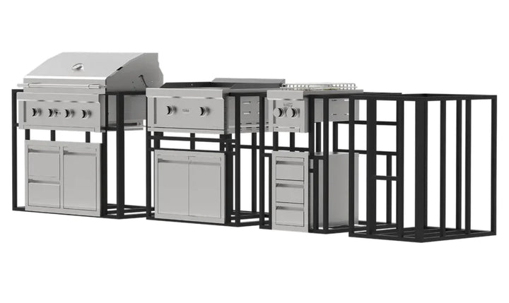 Videl USA Grill Signature Collection 4: Modular outdoor kitchen system with premium 304 stainless steel craftsmanship, complete cooking appliances, and customizable storage solutions.