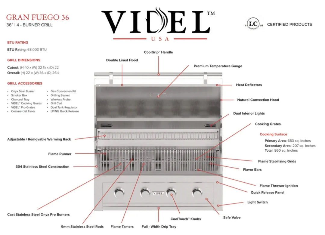 Videl USA Grill Signature Collection 4 - Luxury outdoor kitchen system featuring premium 304 stainless steel craftsmanship, chef-grade cooking appliances, and customizable modular Knock Down Island design.