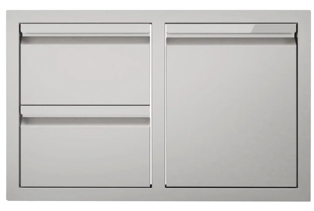 Videl USA 36\" Combo Door & Drawer unit featuring double access doors with integrated storage drawers, made from high-quality stainless steel for durable performance and modern design.