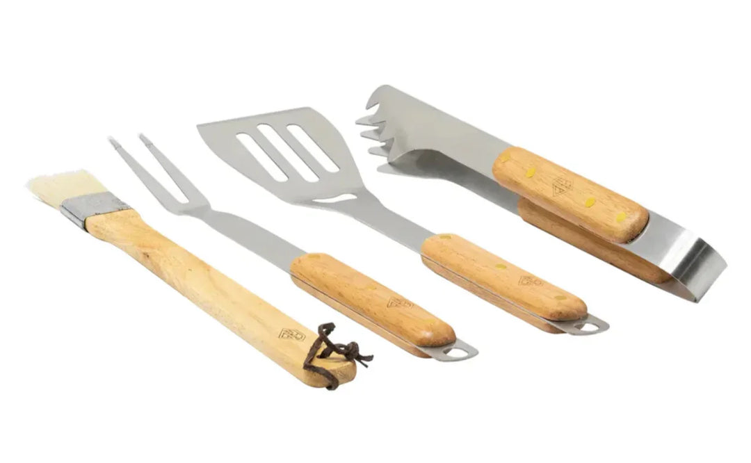 Videl USA Professional BBQ Tool Set: A comprehensive stainless steel grilling kit featuring ergonomic handles, durable construction, and essential tools for flipping, basting, carving, and more, compatible with gas, charcoal, pellet, or flat-top grills.