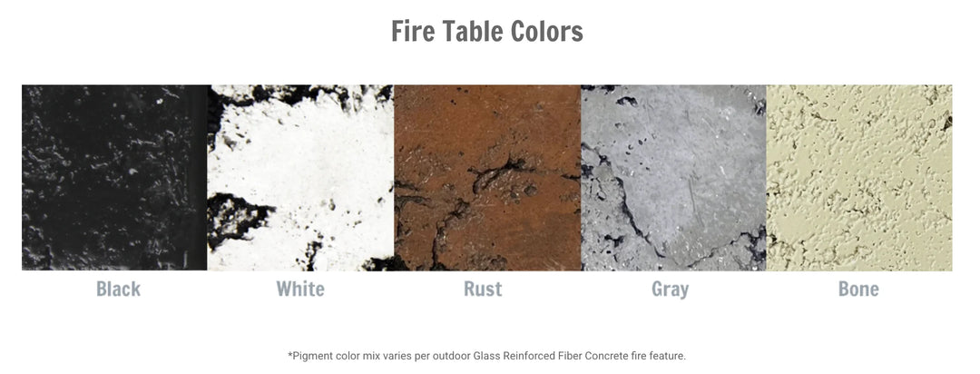 Grand Canyon Olympus Rectangular Fire Table features modern angled design, generous tabletop space, and radiant warmth from glass fiber reinforced concrete construction for durable outdoor use.