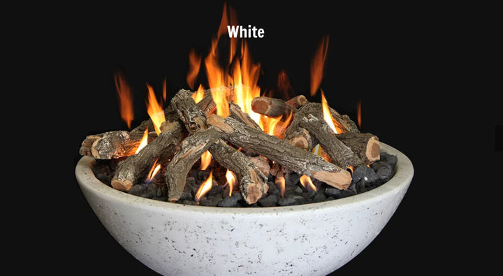 Handcrafted Grand Canyon Fire Bowl, crafted from American-made GFRC with high-temperature UV-resistant finish, available in five designer colors.