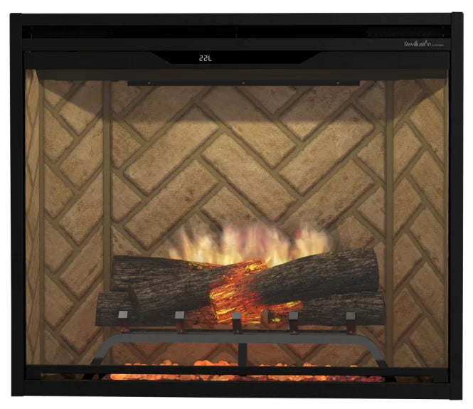 Dimplex Revillusion 30" Built-In Electric Firebox features Realogs hand-painted logs, Revillusion Flame Technology, and adjustable flame speed for realistic ambiance in any room.
