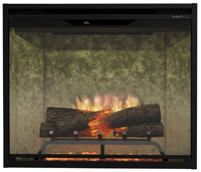 Dimplex Revillusion 30" Built-In Electric Firebox features advanced flame technology and customizable aesthetic with four backer finishes for a truly immersive experience.