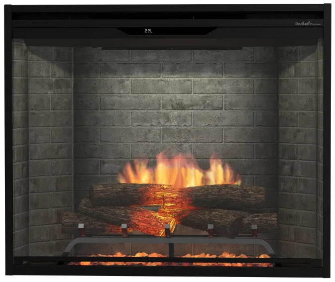 Dimplex Revillusion Portrait 36" Built-In Electric Firebox features vertical flame realism with Revillusion Flame Technology and Realogs with internal LED lighting.