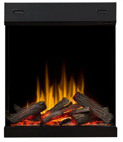 Dimplex Ignite Aspire 30"-48" Built-In Electric Firebox with Dynamic-Fire Flame Effect, Rhythmic Logs, and three natural crackling fire sounds for an immersive experience.