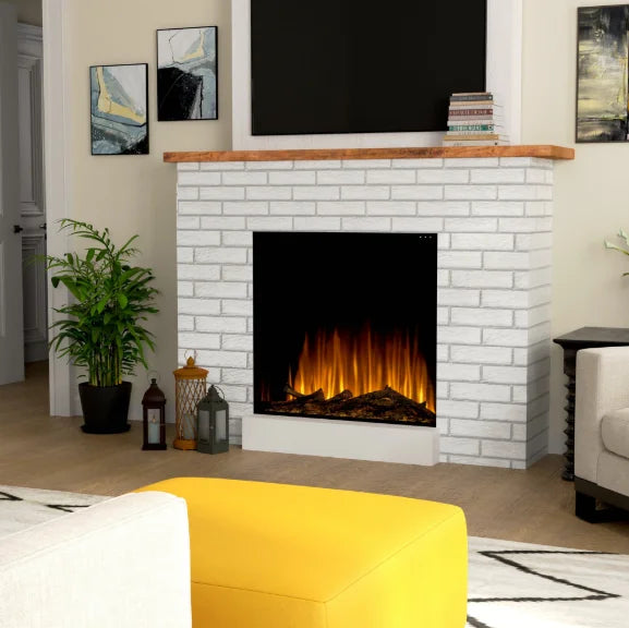 Dimplex Ignite Aspire 30"-48" Built-In Electric Firebox: Immersive electric fireplace with lifelike flames, pulsing logs, and crackling sound effects for a cozy ambiance in your living space.