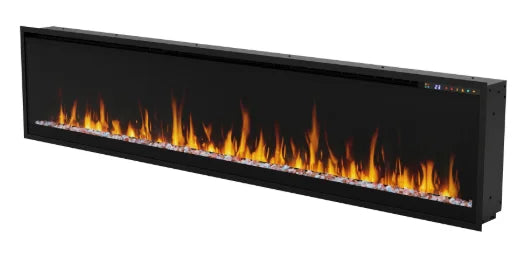 Dimplex Vital Essence 50"-100" Linear Electric Fireplace features hyper-realistic flames, customizable ambiance, and a fan-forced heater for year-round comfort in contemporary spaces.