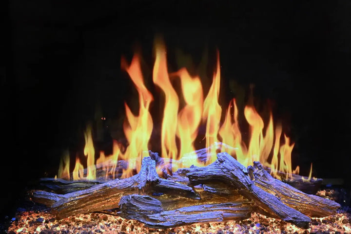 Modern Flames "Orion Traditional" Electric Fireplace in 26"-52" size features realistic HELIOVISION flames with vibrant color control and adjustable ember lighting for immersive ambiance.