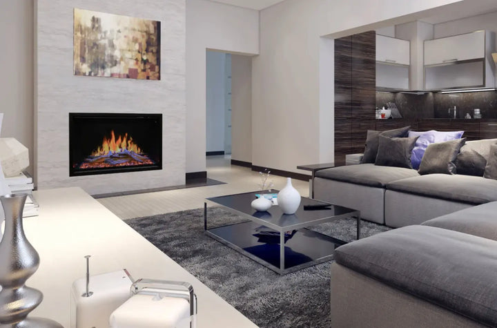 Modern Flames Orion Traditional Electric Fireplace in sleek modern design with realistic flames and ember lighting effects.