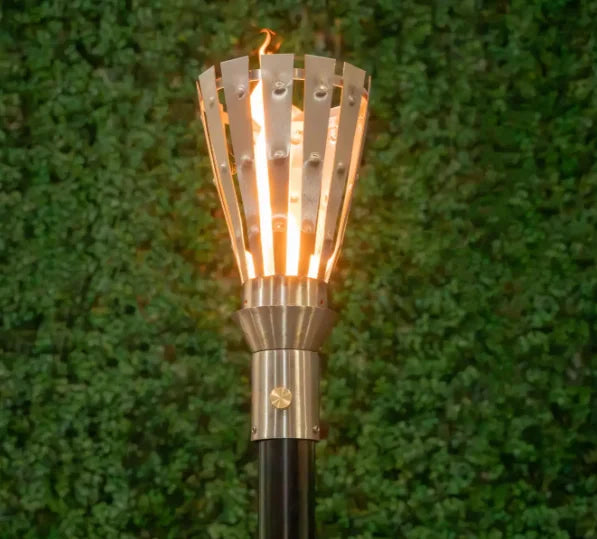Trojan Fire Torch - The Outdoor Plus, high-btu flame torch for outdoor use, made from 304 stainless steel, individually hand-crafted with built-in needle valve for flame control.