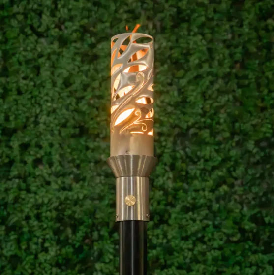 Havana Fire Torch - 3 ¾" diameter, 14" height, stainless steel construction, 20,000 BTU output, adjustable needle valve for flame control.