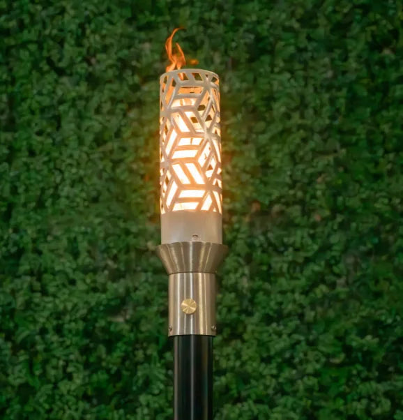 Cubist Fire Torch with 304 Stainless Steel construction, adjustable needle valve for flame control, and weather-resistant design for outdoor use.