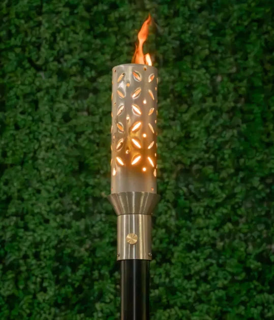 Diamond Plate Fire Torch by The Outdoor Plus - stainless steel construction, flame control via built-in needle valve, 20,000 BTU output.