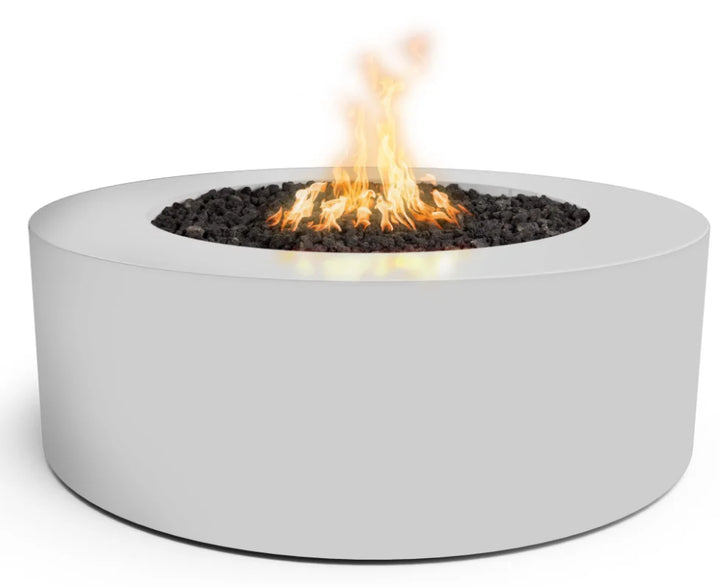 Unity Powder Coated Fire Pit by The Outdoor Plus, a handcrafted round fire pit made in the USA with durable powder coating available in various colors and ignition types.