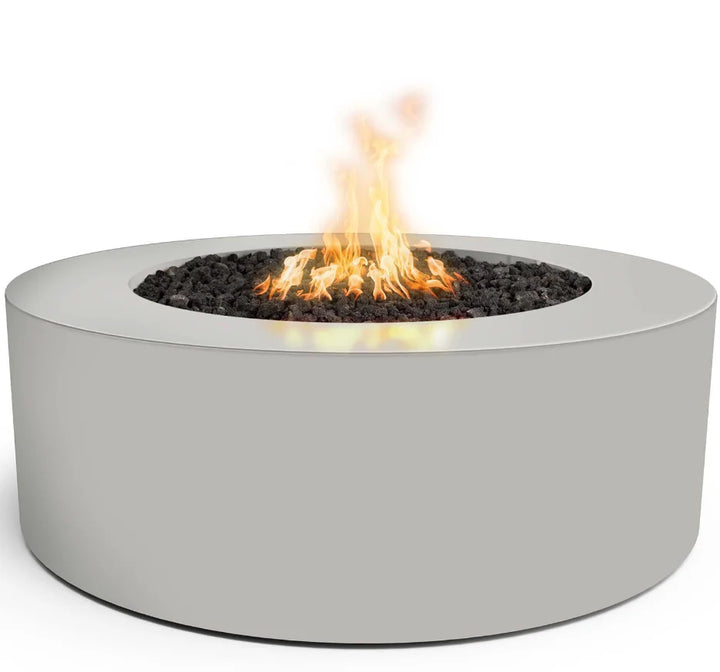 Unity Powder Coated Fire Pit by The Outdoor Plus, round shape for socializing, handcrafted in USA, available in various colors and ignition types.