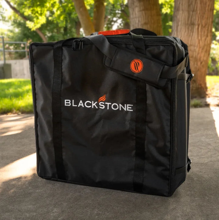 Blackstone 22” Griddle Carry Bag - Heavy-duty weather-resistant bag with PVC lining and reinforced zippers for carrying and protecting 22" Blackstone tabletop griddles in various conditions.