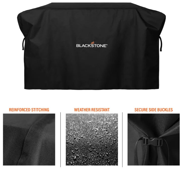 Blackstone 36" Griddle Cover: Heavy-duty weather-resistant cover for 36" Blackstone griddles with hood, featuring secure side buckles and reinforced stitching for year-round protection.