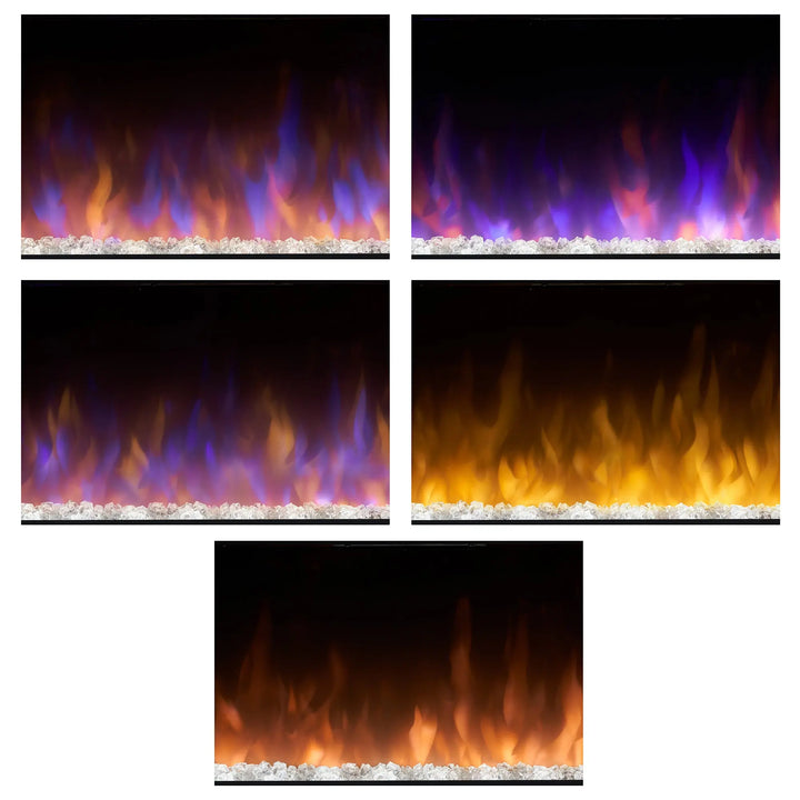 Dimplex Multi-Fire SL Slim Linear Electric Fireplace, sleek modern design with less than 4" depth, delivering vivid flames enhanced by mirror technology in various flame and media themes, ideal for year-round ambiance and comfort.