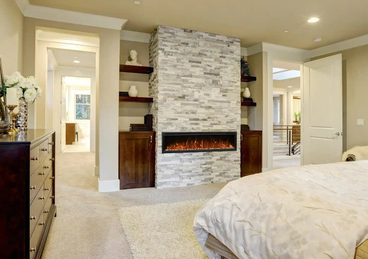 Modern Flames Spectrum Slimline Electric Fireplace: Sleek, wall-mounted electric fireplace featuring advanced Hybrid-FX flame technology with 12 flame color options, 12 ember bed colors, and 3 flame speeds for customizable ambiance in spaces up to 450 sq. ft.