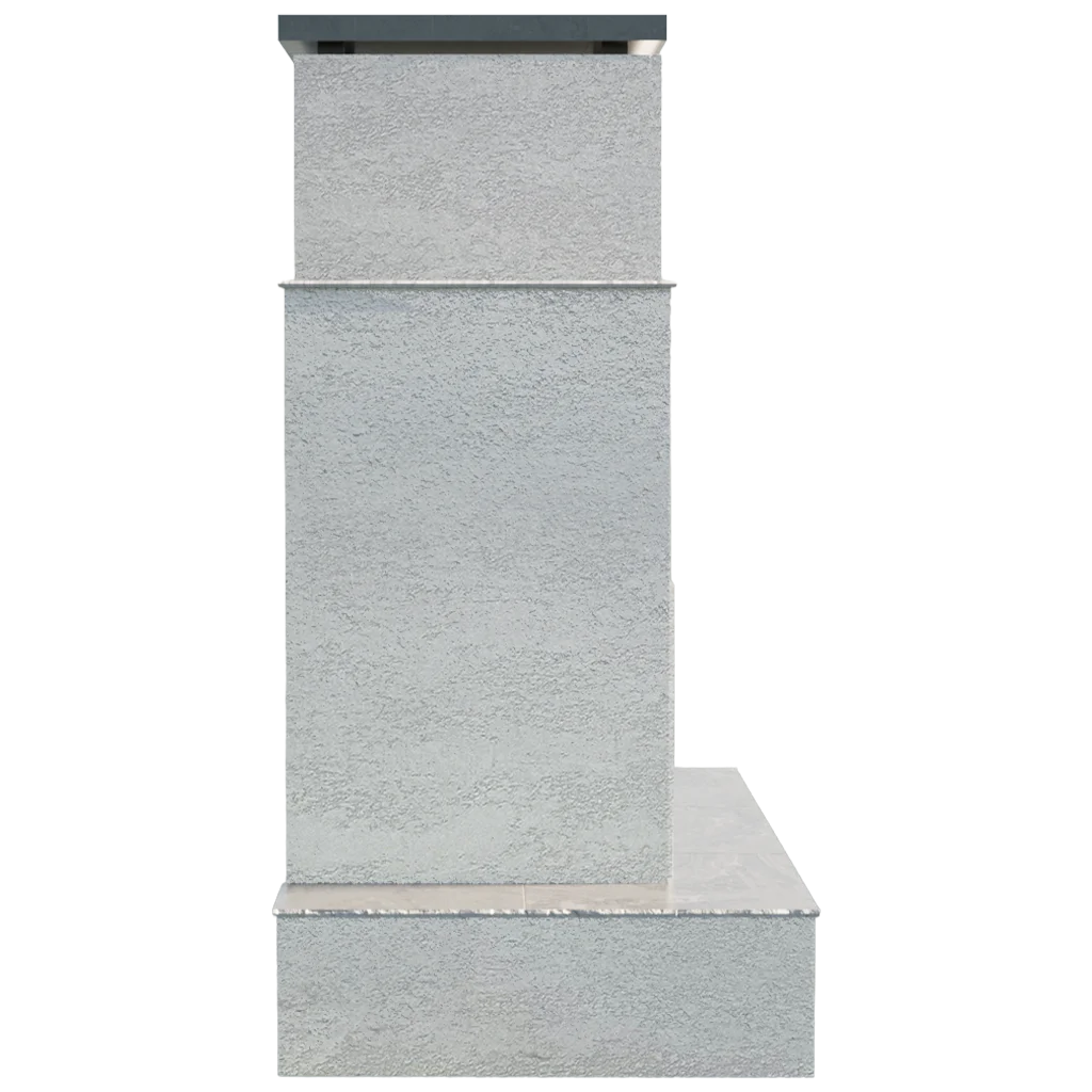 Cal Flame 'Tahiti' Outdoor Gas Fireplace w/ Wrap-around Mantel: sculptural, high-performance showpiece with 90,000 BTUs of heating power and resort-style elegance.