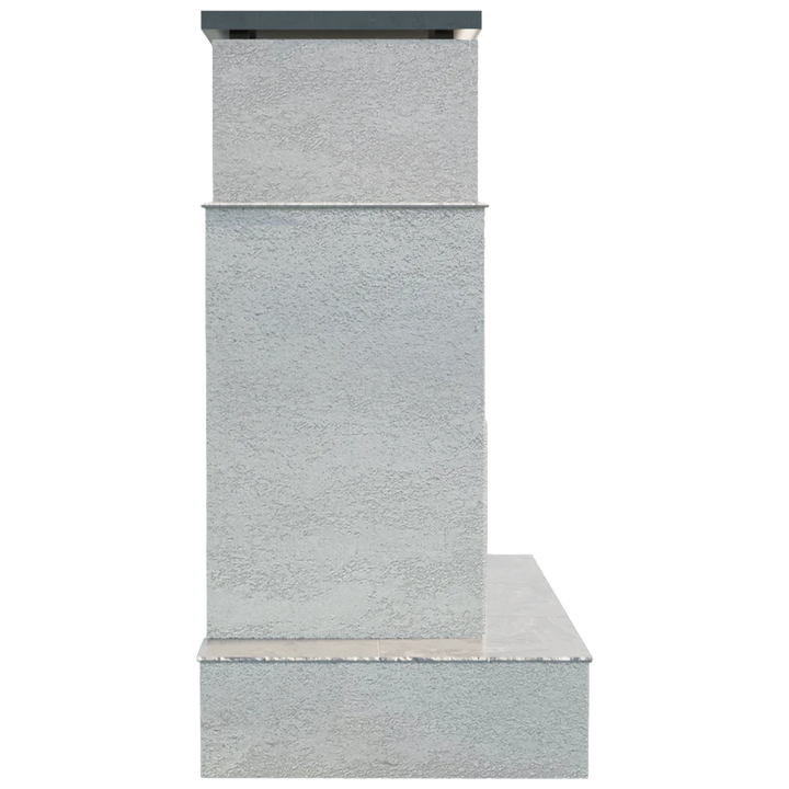Cal Flame 'Tahiti' Outdoor Gas Fireplace w/ Wrap-around Mantel: sculptural, high-performance showpiece with 90,000 BTUs of heating power and resort-style elegance.