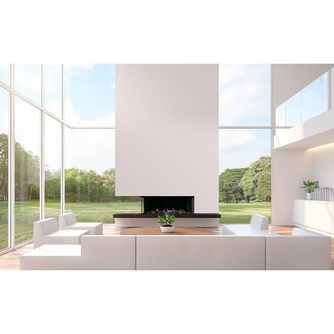 Sierra Flame Toscana Three Sided Natural Gas Fireplace - A sleek, three-sided peninsula gas fireplace with a deluxe direct vent linear design, featuring a radiant, thermal, and convection heating system, and available in 38", 48", and 58" sizes.