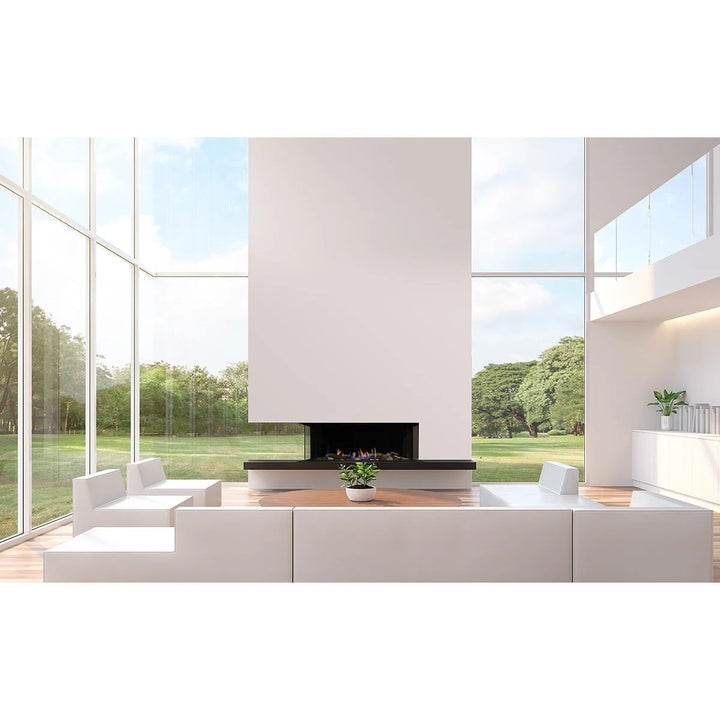 Sierra Flame Toscana Three Sided Natural Gas Fireplace - A sleek, three-sided peninsula gas fireplace with a deluxe direct vent linear design, featuring a radiant, thermal, and convection heating system, and available in 38", 48", and 58" sizes.