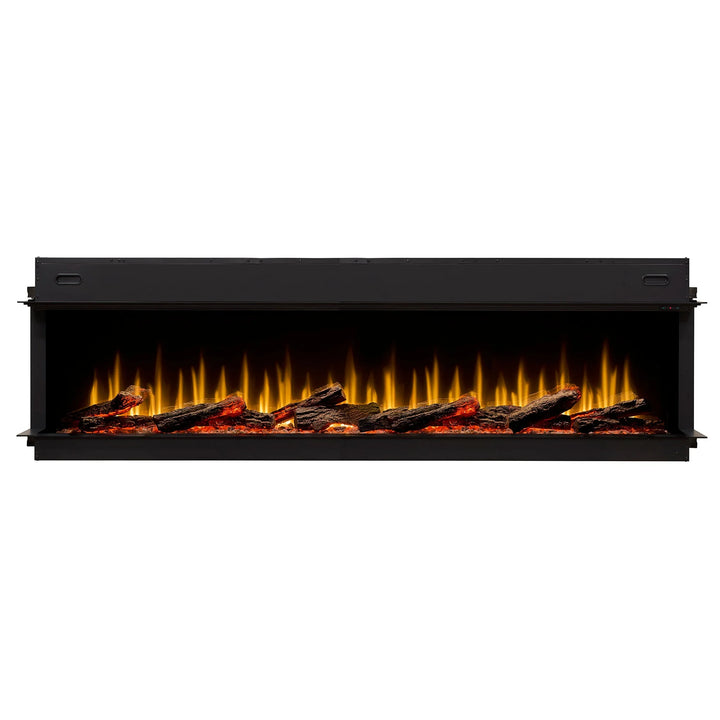 Dimplex Ignite Ultra 50"-100" Linear Electric Fireplace, featuring Flex-Flame technology and inner glow log set, with multi-color flame blending and crackling fire sounds options.