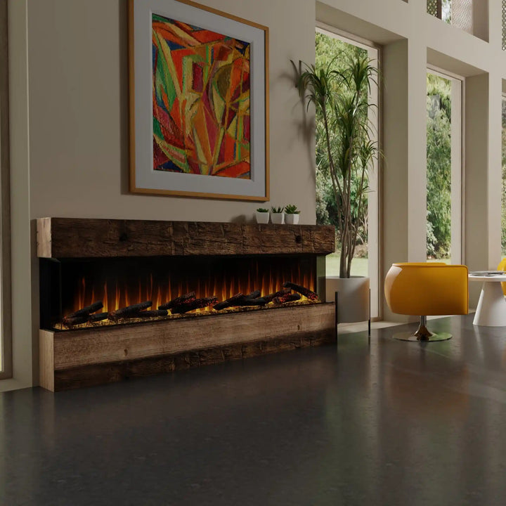 Dimplex Ignite Ultra 50"-100" Built-In Linear Electric Fireplace: Modern luxury electric fireplace with Flex-Flame technology, inner glow logs, and customizable ambiance options.