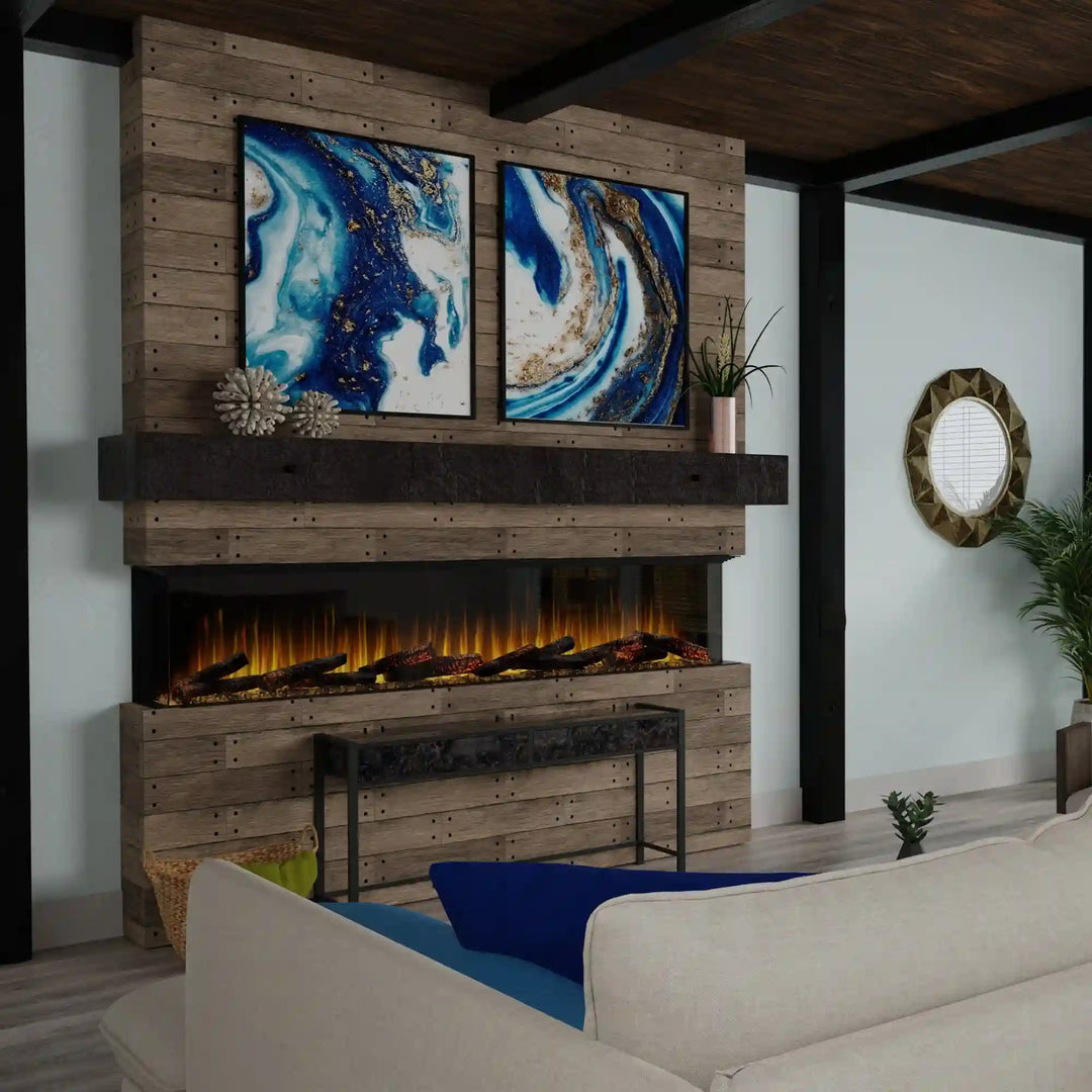 Dimplex Ignite Ultra 50"-100" Built-In Linear Electric Fireplace features Flex-Flame technology for customizable flame effects, inner glow logs, and authentic crackling fire sounds in multiple sizes and configurations.