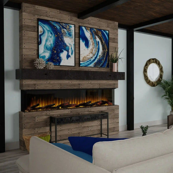 Dimplex Ignite Ultra 50"-100" Built-In Linear Electric Fireplace features Flex-Flame technology for customizable flame effects, inner glow logs, and authentic crackling fire sounds in multiple sizes and configurations.