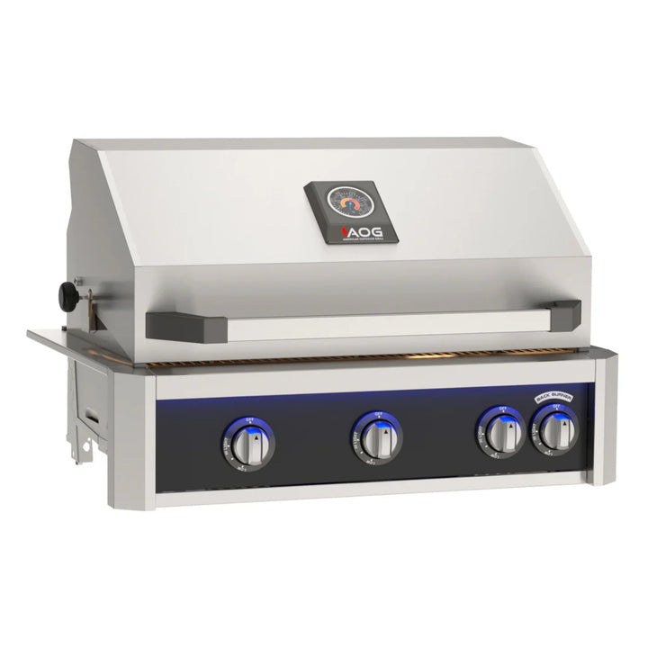 The 2026 American Outdoor Grill 30" L-Series Built-In Grill features a bold Gun Metal finish, multi-color LED light bar, and diamond sear cooking grids for optimal heat transfer and even searing of meat.