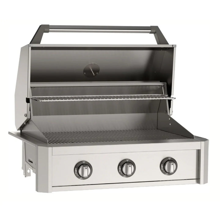 The 2026 American Outdoor Grill 36" T-Series Built-In Grill features a bold, refined design with an analog Flame Thrower ignition system, delivering dependable performance without electricity, along with a massive 648 sq. inch primary cooking surface and Diamond Sear Cooking Grids for optimal heat transfer.