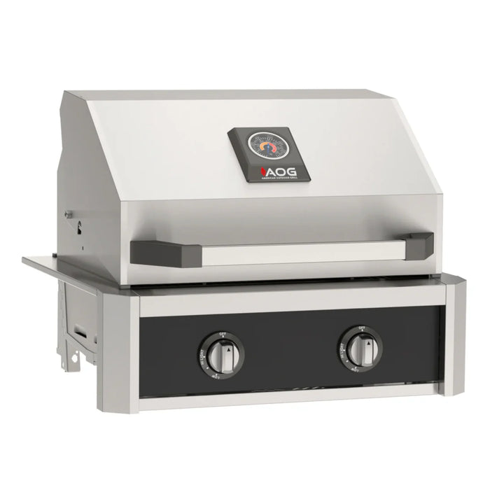 The American Outdoor Grill 24" T-Series Built-In Grill features a bold, refined look, with an analog Flame Thrower piezo ignition system, providing dependable performance without electricity or batteries, atop a 432 sq. inch primary cooking surface powered by 304 Stainless Steel Tubular Burners delivering 32,000 BTUs of primary cooking power.