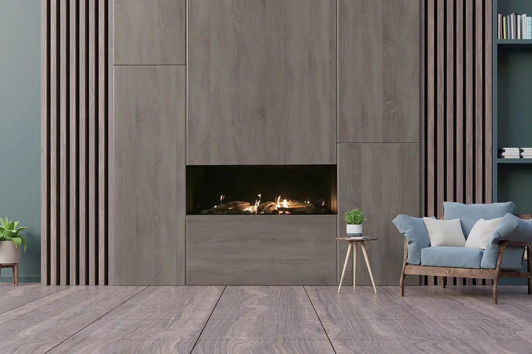Sierra Flame Vienna Natural Gas Direct Vent Linear Gas Fireplace features sleek, modern design with double glass & screen-free viewing area.