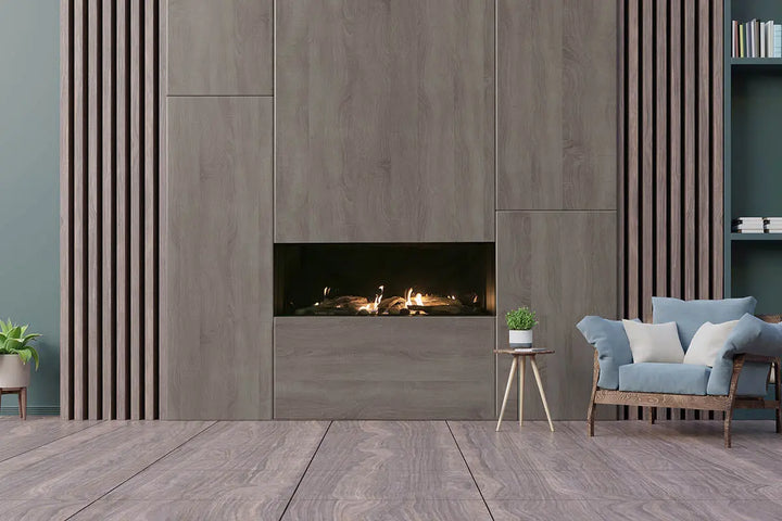 Sierra Flame Vienna Natural Gas Direct Vent Linear Gas Fireplace features sleek, modern design with double glass & screen-free viewing area.