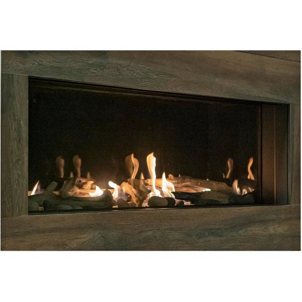 Sierra Flame Vienna Natural Gas Direct Vent Linear Gas Fireplace, sleek contemporary design with double glass and screen-free viewing area, available in 40", 50", and 60" sizes.