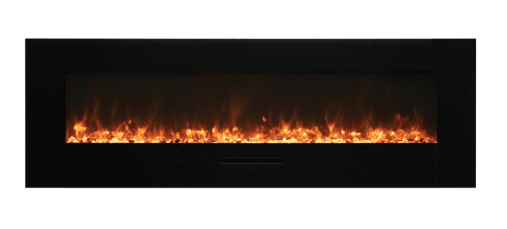 Amantii WM-FM-BG Wall Mount Electric Fireplace featuring vibrant, multi-colored flames, adjustable surround back-lighting in 13 colors, and up to 5000 BTU heat.