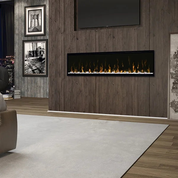 Dimplex IgniteXL Linear Recessed | Built-in Electric Fireplace, featuring lifelike flames, edge-to-edge glass, and adjustable color themes.