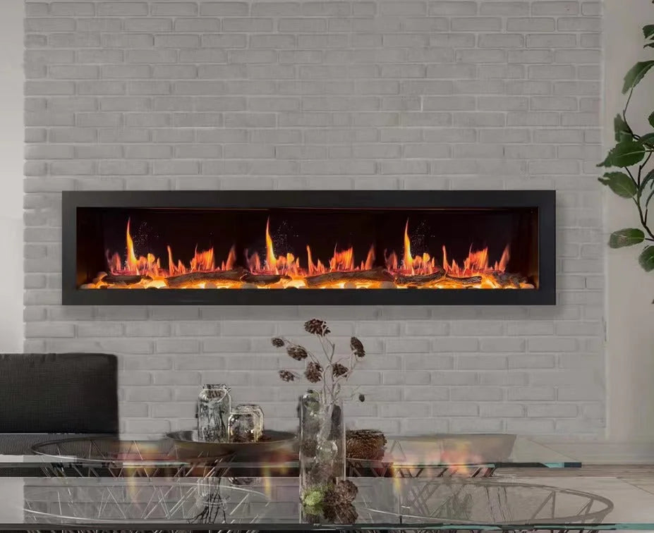 Litedeer Latitude 78" Smart Linear Electric Fireplace with App, featuring real flame with 5 colors, crackling sounds, and wifi enabled smart home app control.