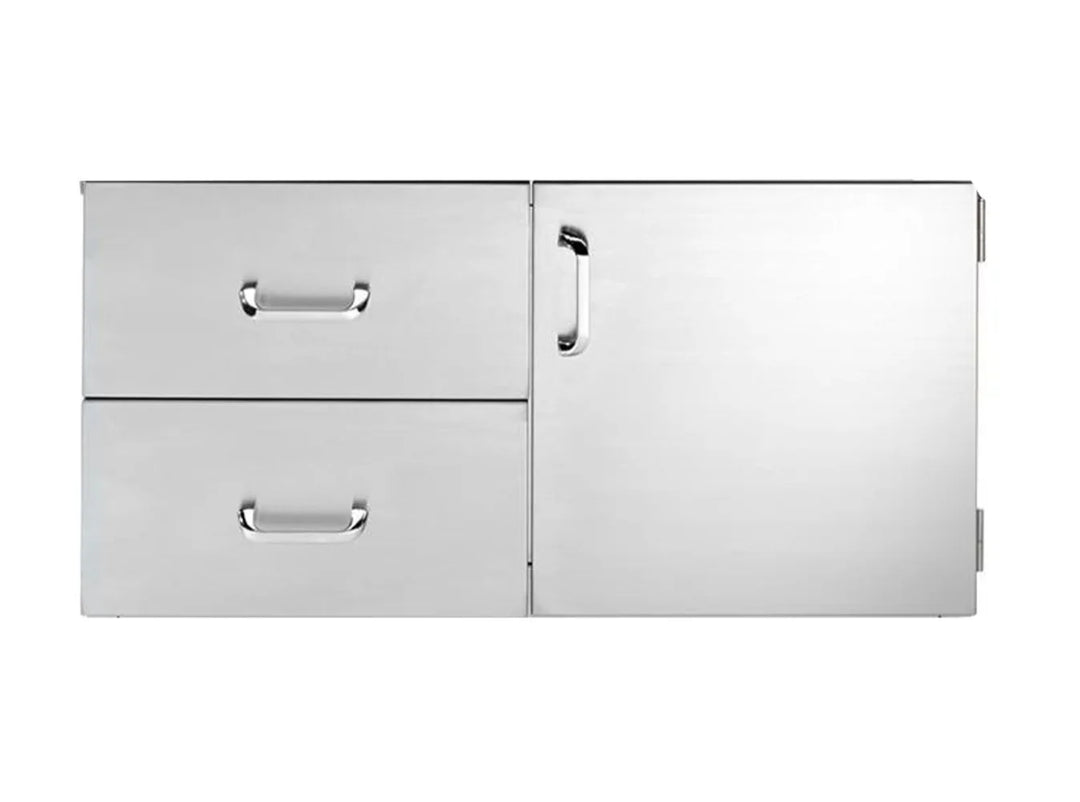 Vintage Grills 36-Inch Stainless Steel Drawer & Door Combo, two smooth-gliding drawers and one access door made from premium 18-gauge 304 stainless steel for long-lasting durability.