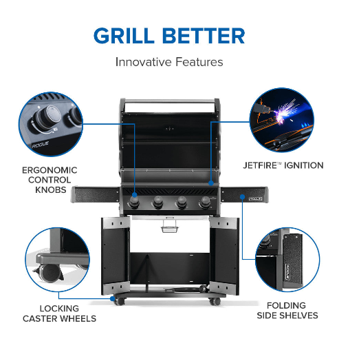 Napoleon Rogue® 525 – Premium 4-Burner Gas Grill in Sleek Black