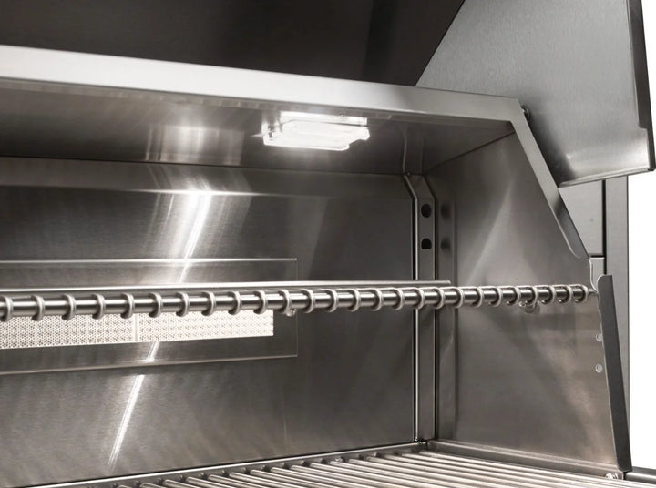 Vintage Grills 42-Inch Freestanding Gas Grill on Standard Cart: High-performance outdoor grill featuring heliarc-welded stainless steel construction, three powerful burners, dedicated smoker system, and integrated rotisserie.
