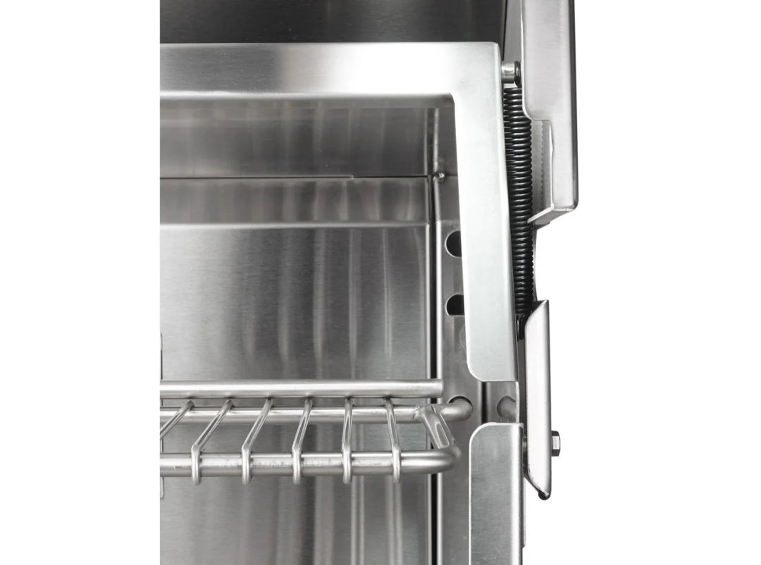 Vintage 42-Inch Freestanding Gas Grill on Standard Cart features heliarc-welded stainless steel construction, three 27,500 BTU burners, and integrated smoker system for authentic wood-smoked flavor.