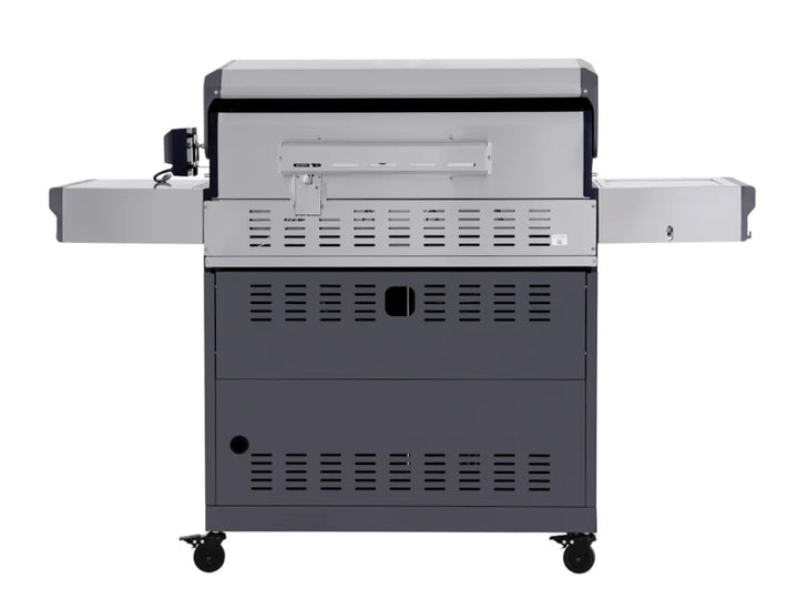Monument Grills "E605" Gas Grill - Eminence Series: High-performance stainless steel freestanding BBQ with infrared rear and side sear station, 640+ sq. in. cooking surface, and 89,000 BTUs of total output for professional-grade heat control and sleek design.