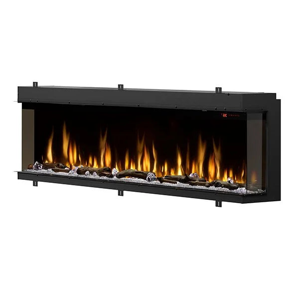 Dimplex IgniteXL Bold 88" Smart Linear Multi-Side View Built-In Electric Fireplace featuring flexible display options, patented mirror effect, advanced controls, and customizable flame colors in a sleek modern design with impressive viewing area and four installation options.