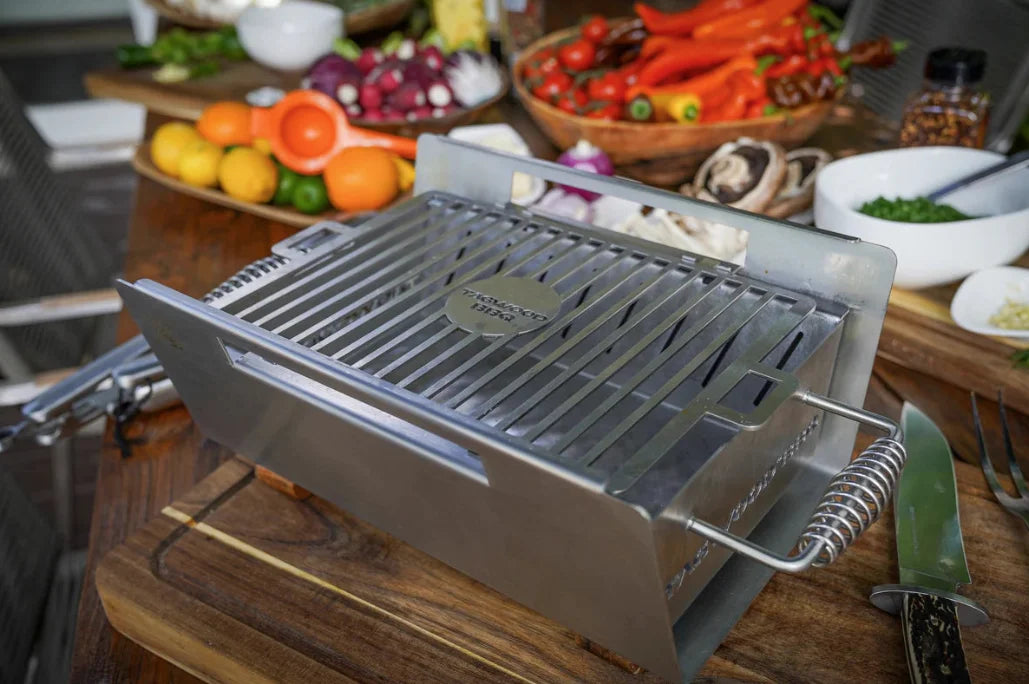 Tagwood Table Top Warming Brazier features 304 stainless steel construction with acacia wood accents, providing durability and elegance to elevate your dining experience.