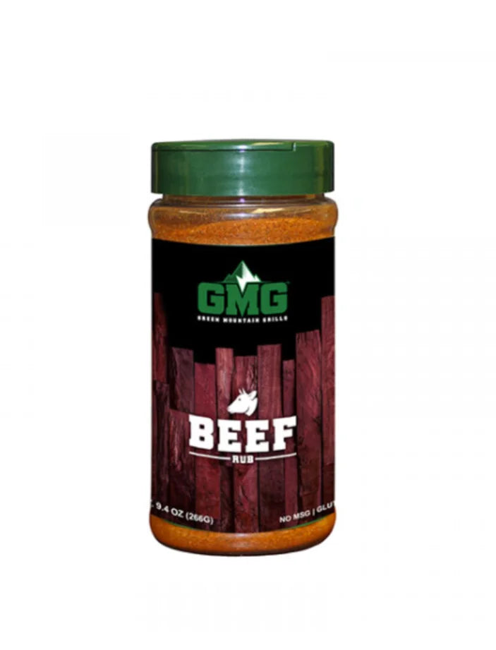 GMG Beef Dry Rub adds championship-level flavor to beef dishes, blending smoked paprika, mustard, cayenne, and aromatic herbs for rich layers of taste.