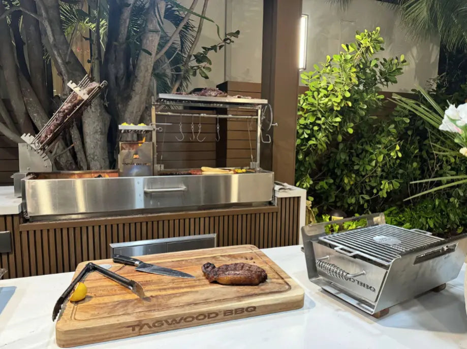 Tagwood Table Top Warming Brazier, crafted from durable 304 stainless steel and elegant acacia wood, keeps dishes warm at the table, perfect for roasts, meats, and shared dishes.